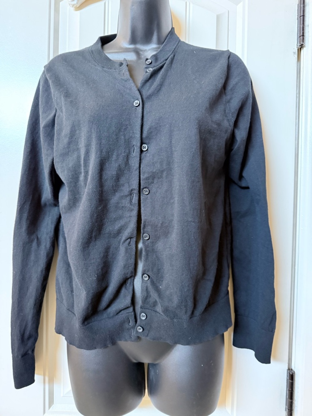 J Crew factory Classic Black Button-Up Cardigan Sz L